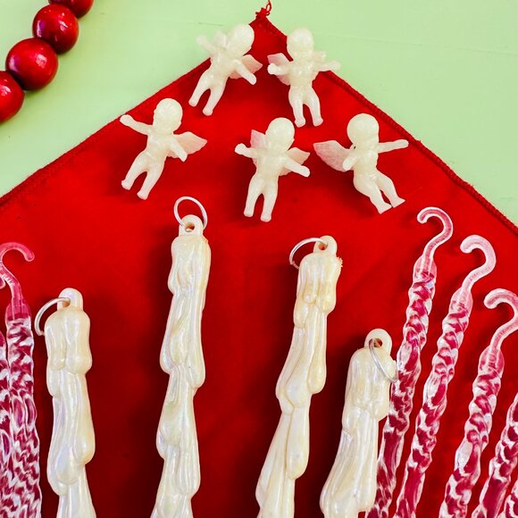 Vintage Christmas Icicle Ornament Lot 30+ pieces MCM Icicle Ornaments Xmas Decor - Picture 3 of 8